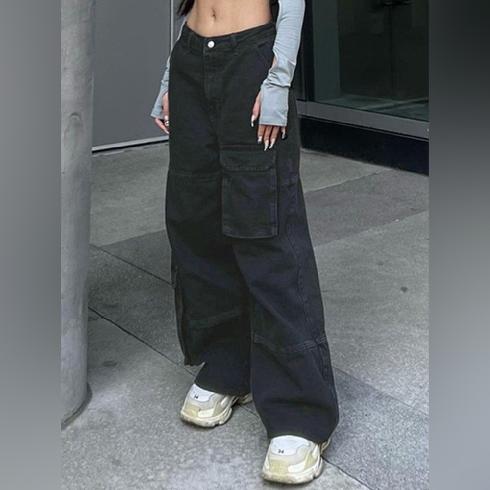 Emmiol black baggy cargo jeans
